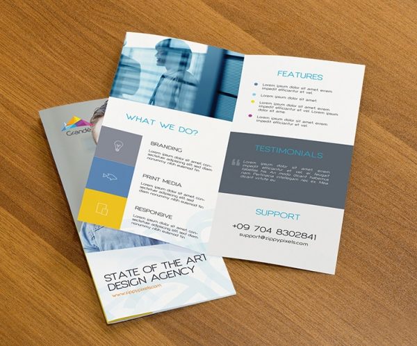 Free PSD Mockup of Two Bifold Flyers