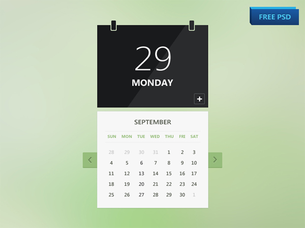 Free Calendar PSD Design