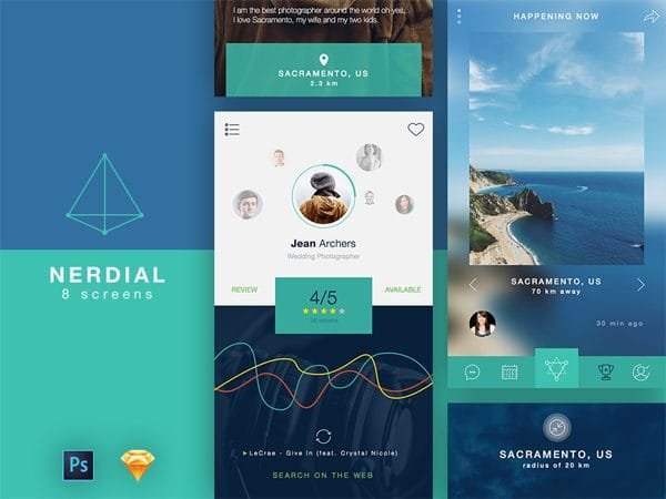 Free Nerdial App UI for Designers