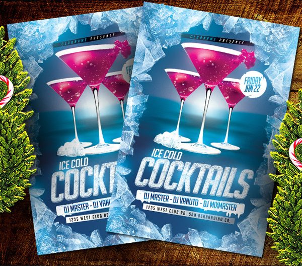 Ice Cold Cocktails PSD Flyer Template