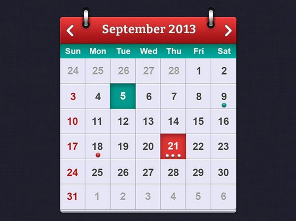 PSD Calendar Interface Design for iOS