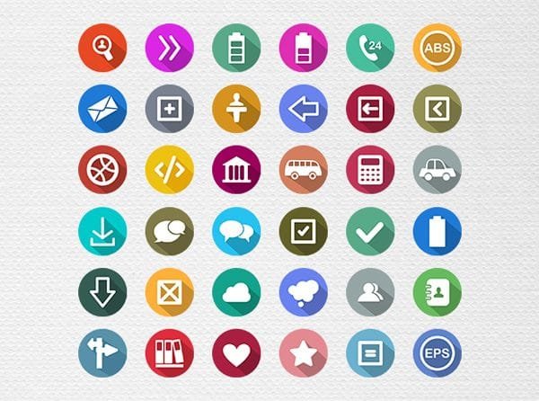 100 Flat Long Shadow Icons