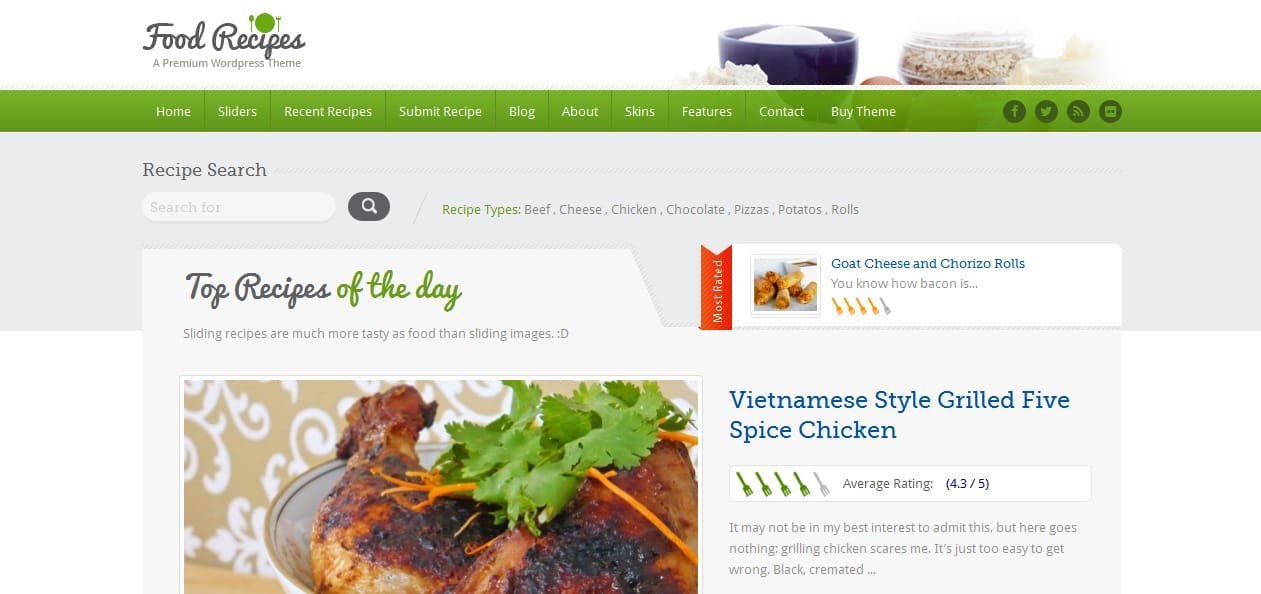 Food Recipes - Cooking WordPress Themes